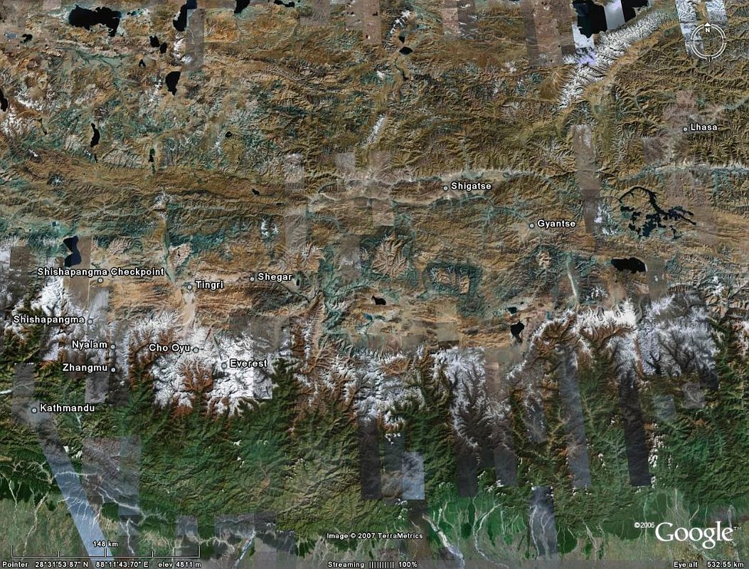 Tibet Lhasa 01 00 Google Earth Overview Of Trip